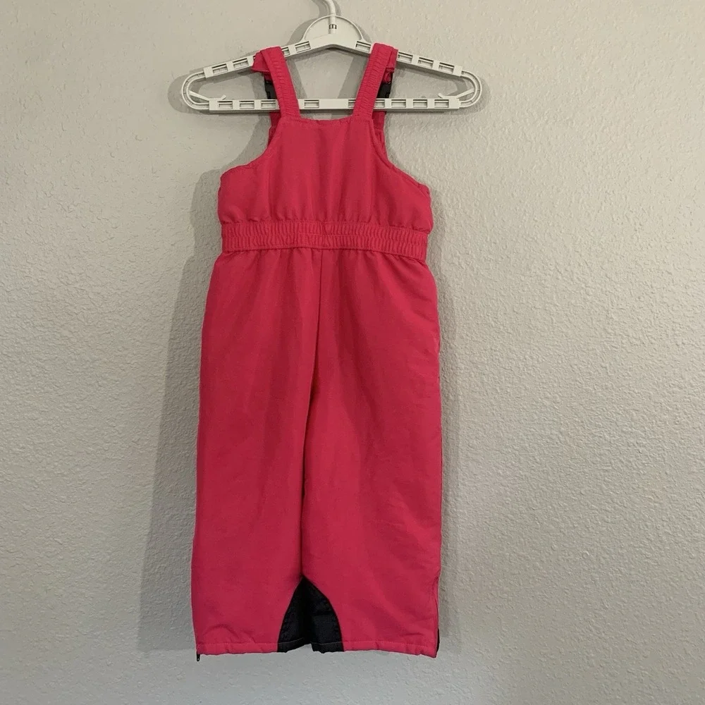 Faded Glory Girls' Toddler Size 4T Pink Winter Snow Bib Ski Pants Snowsuit‎